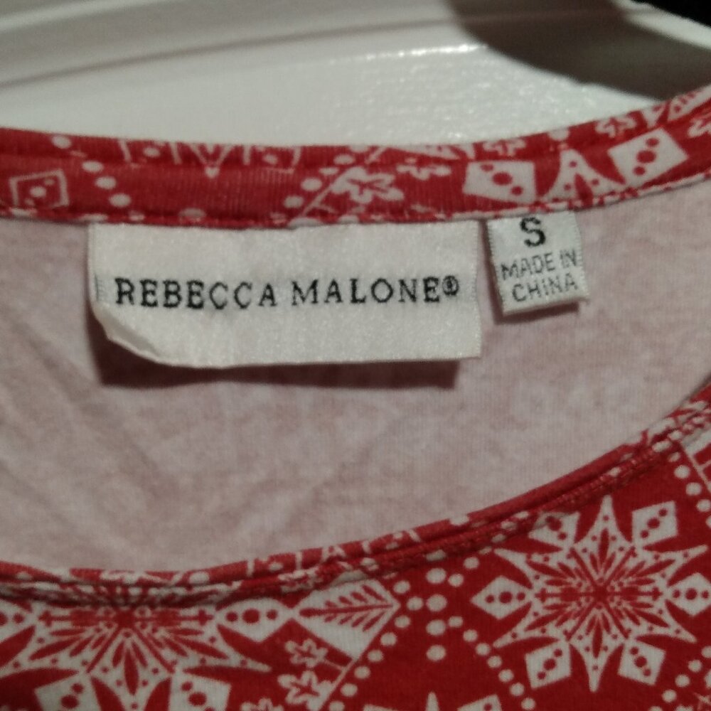 Red Snowflake Pattern Long Sleeve Top - Picture 2 of 4